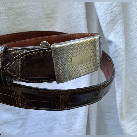 RALPH LAUREN American brown alligator  sterling  buckle and belt size 30 unisex - Picture 5 of 16